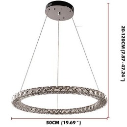 Modern Ring Crystal Ceiling Pendant Light Crystal Chandelier Light Indoor Lighting Lamps Fixtures Dimmable with Remote Control