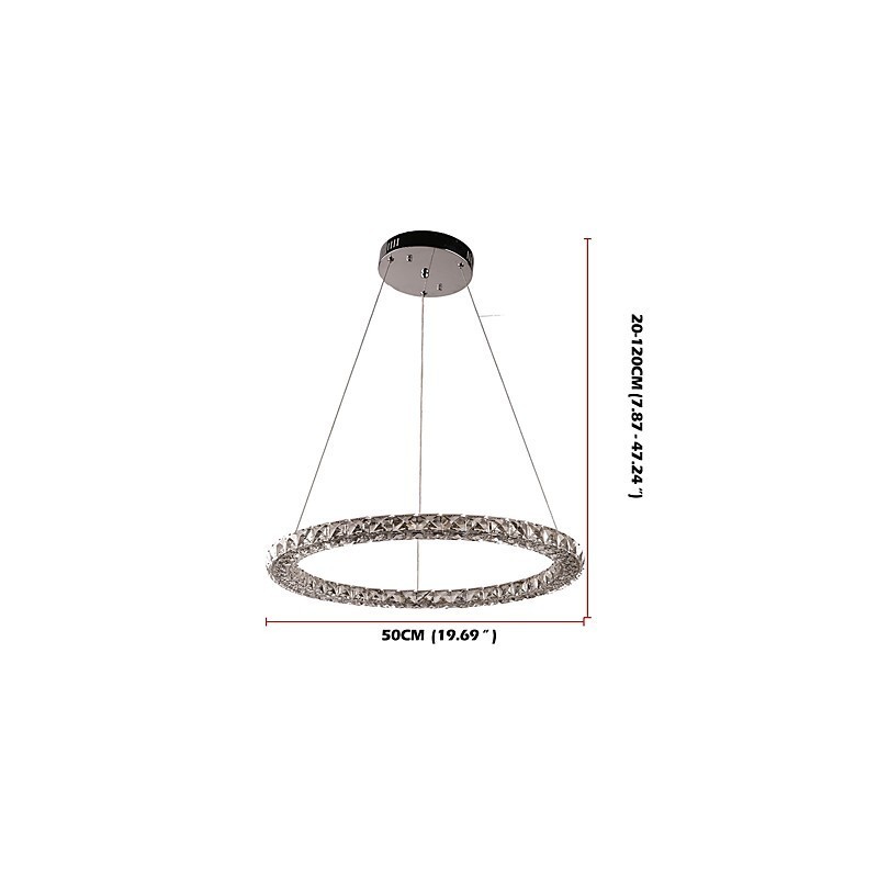 Modern Ring Crystal Ceiling Pendant Light Crystal Chandelier Light Indoor Lighting Lamps Fixtures Dimmable with Remote Control