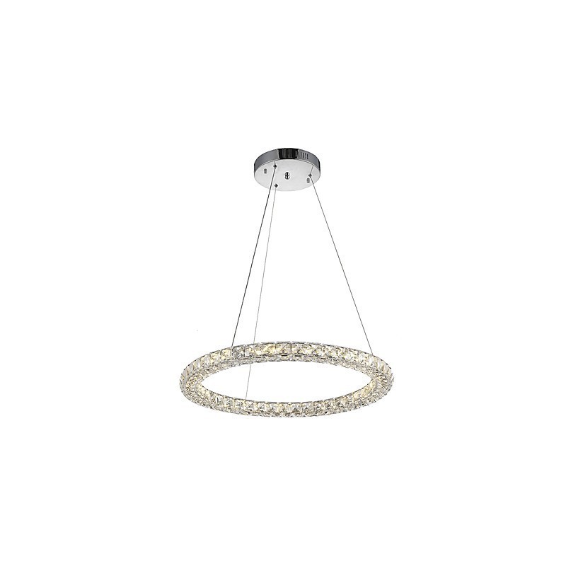 Modern Ring Crystal Ceiling Pendant Light Crystal Chandelier Light Indoor Lighting Lamps Fixtures Dimmable with Remote Control