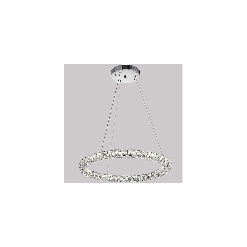 Modern Ring Crystal Ceiling Pendant Light Crystal Chandelier Light Indoor Lighting Lamps Fixtures Dimmable with Remote Control
