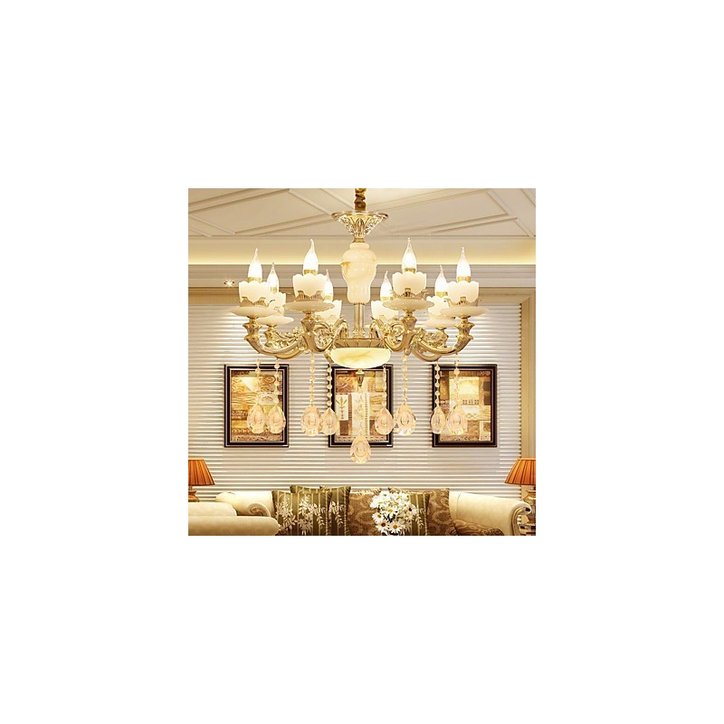 European Style Atmosphere Zinc Alloy Crystal Home Chandelier