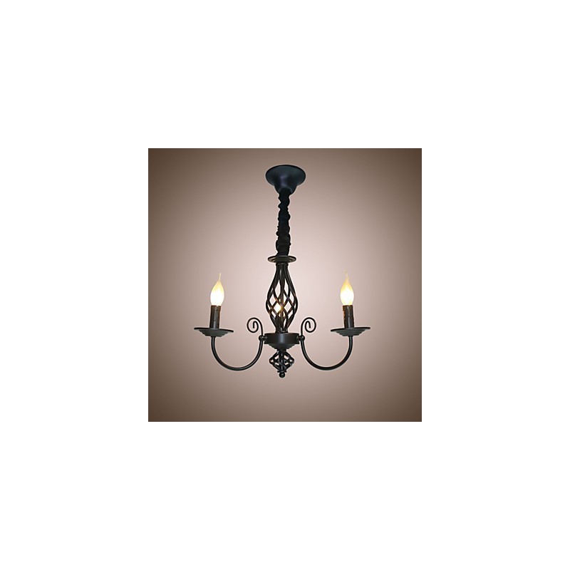 European Style Chandelier 3 Lights Chandelier Simple Lights Creative Iron Candles Lamps