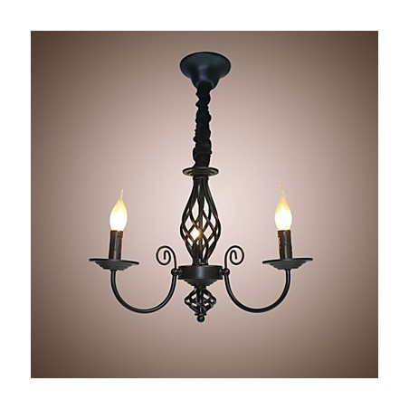 European Style Chandelier 3 Lights Chandelier Simple Lights Creative Iron Candles Lamps