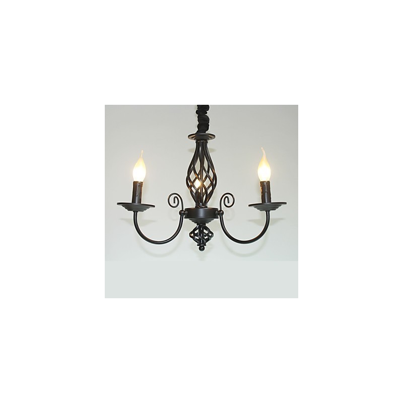 European Style Chandelier 3 Lights Chandelier Simple Lights Creative Iron Candles Lamps