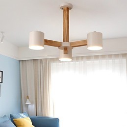 3 Lights Chandelier Modern Contemporary Traditional Classic Vintage Country Wood Feature for Wood