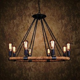 Traditional Classic Rustic Lodge Vintage Retro Country Painting Metal Pendant Light