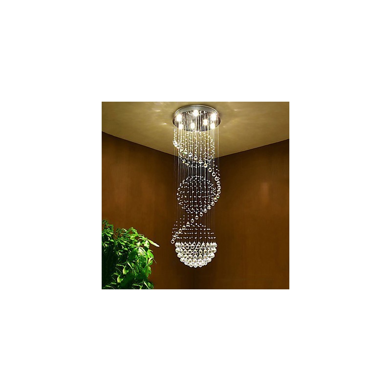 Crystal Ceiling Chandelier Pendant Light Indoor Home Hanging Lighting Lamps Fixtures for Stairs