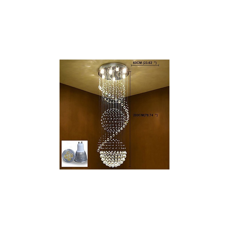 Crystal Ceiling Chandelier Pendant Light Indoor Home Hanging Lighting Lamps Fixtures for Stairs