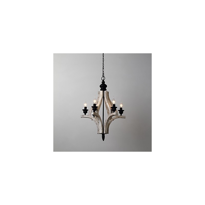 Vintage Painting Feature Mini Style Wood Bamboo Chandelier Lamp the Decorate Pendant Lamp