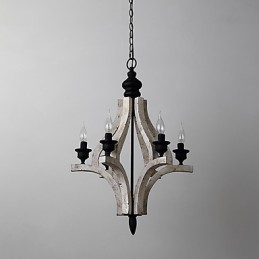 Vintage Painting Feature Mini Style Wood Bamboo Chandelier Lamp the Decorate Pendant Lamp