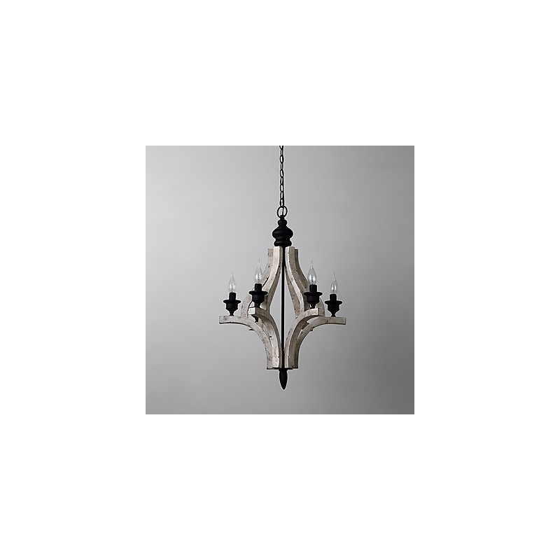 Vintage Painting Feature Mini Style Wood Bamboo Chandelier Lamp the Decorate Pendant Lamp