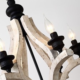 Vintage Painting Feature Mini Style Wood Bamboo Chandelier Lamp the Decorate Pendant Lamp