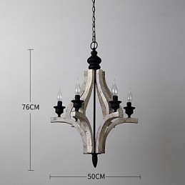 Vintage Painting Feature Mini Style Wood Bamboo Chandelier Lamp the Decorate Pendant Lamp