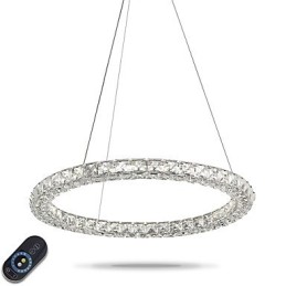 Modern Ring Crystal Pendant Light Crystal Chandelier Ceiling Light Indoor Lamps Fixtures Dimmable with Remote Control