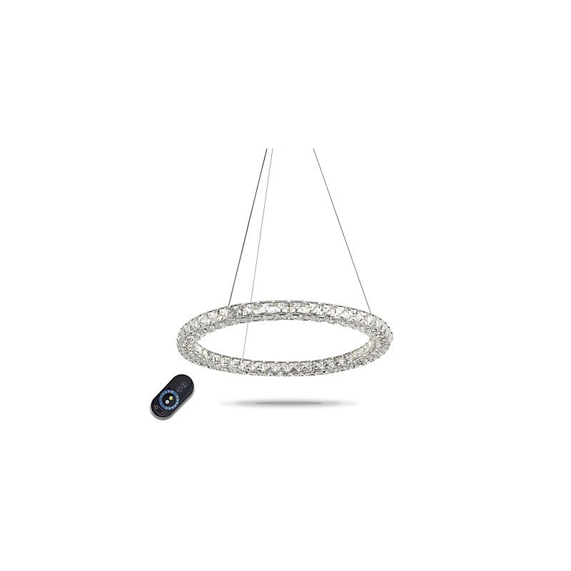 Modern Ring Crystal Pendant Light Crystal Chandelier Ceiling Light Indoor Lamps Fixtures Dimmable with Remote Control