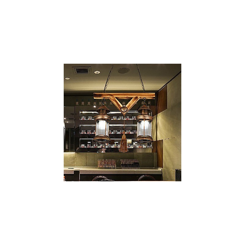 Rustic Lodge Globe Vintage Retro Country Painting Feature for Mini Style Designers Metal Chandelier