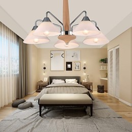 Modern Contemporary Country Electroplated Feature for Wood Bamboo Chandelier