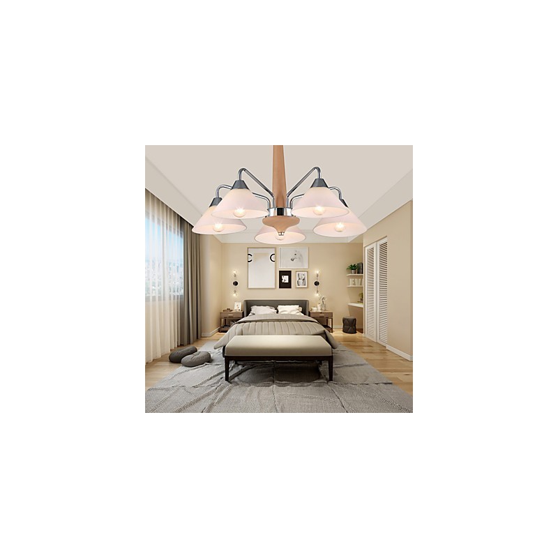 Modern Contemporary Country Electroplated Feature for Wood Bamboo Chandelier