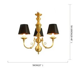 Chandelier Traditional Classic Country Brass Feature for Mini Style Metal 3 Bulbs