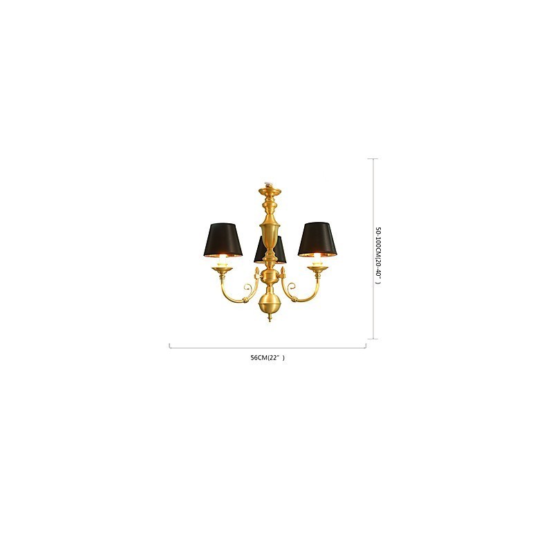 Chandelier Traditional Classic Country Brass Feature for Mini Style Metal 3 Bulbs