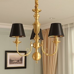 Chandelier Traditional Classic Country Brass Feature for Mini Style Metal 3 Bulbs