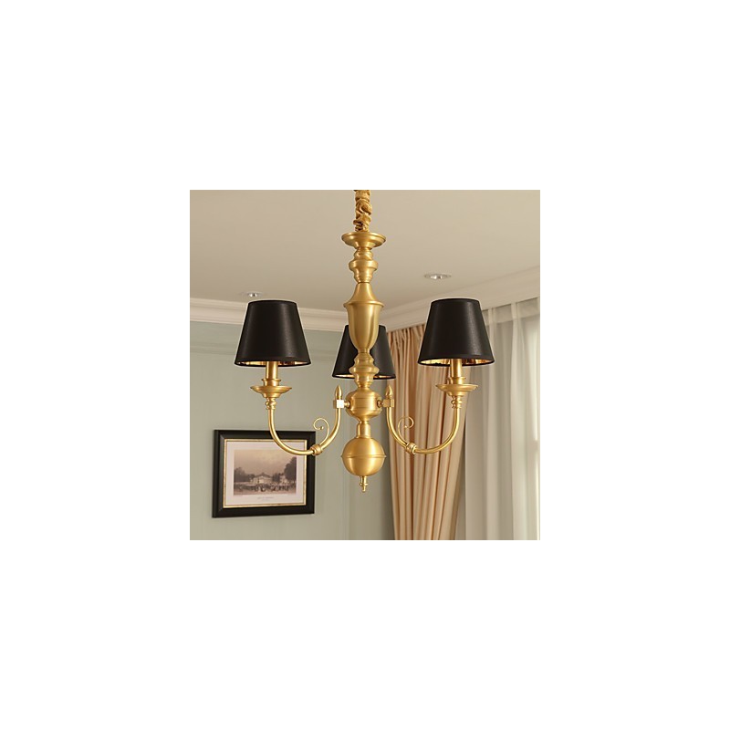 Chandelier Traditional Classic Country Brass Feature for Mini Style Metal 3 Bulbs
