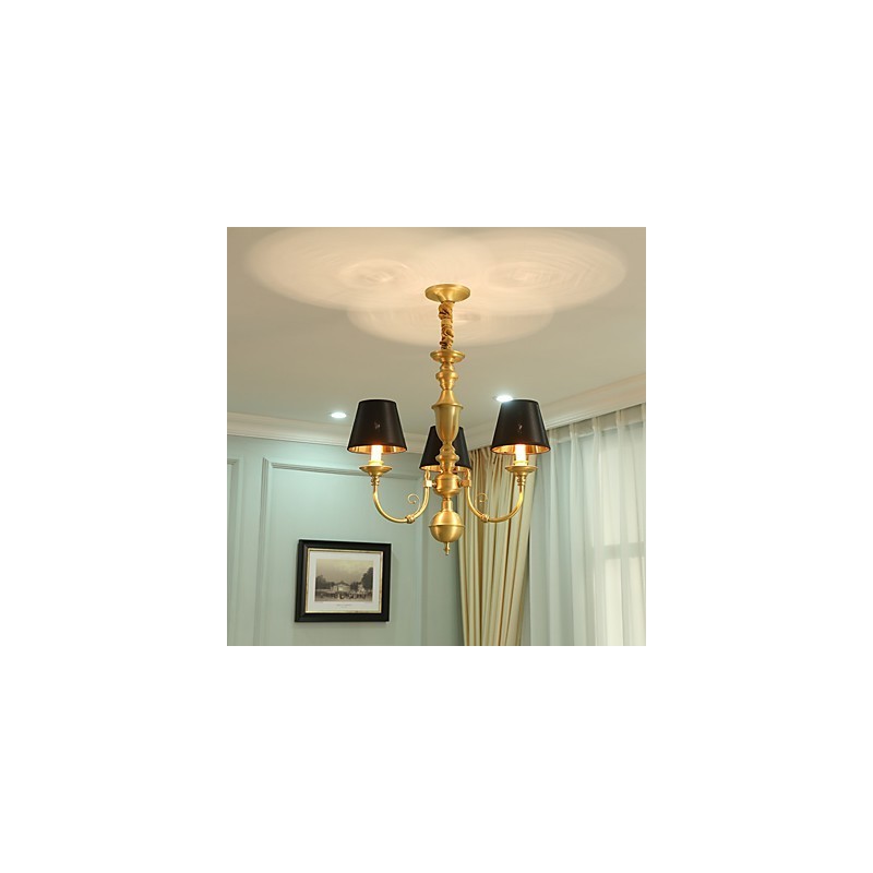 Chandelier Traditional Classic Country Brass Feature for Mini Style Metal 3 Bulbs