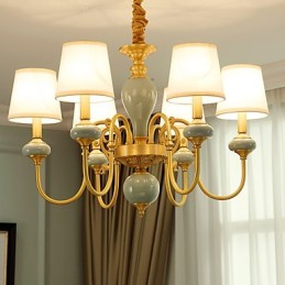 Chandelier Traditional Classic Country Brass Feature for Mini Style Metal 6 Bulbs