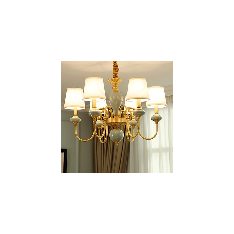 Chandelier Traditional Classic Country Brass Feature for Mini Style Metal 6 Bulbs