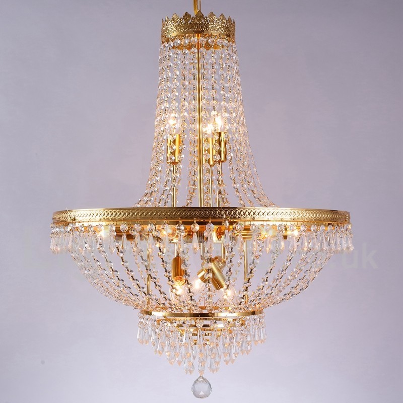 Traditional Classic Electroplated Feature for Crystal Mini Style Metal 9 Bulbs Chandelier