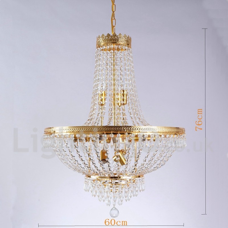 Traditional Classic Electroplated Feature for Crystal Mini Style Metal 9 Bulbs Chandelier