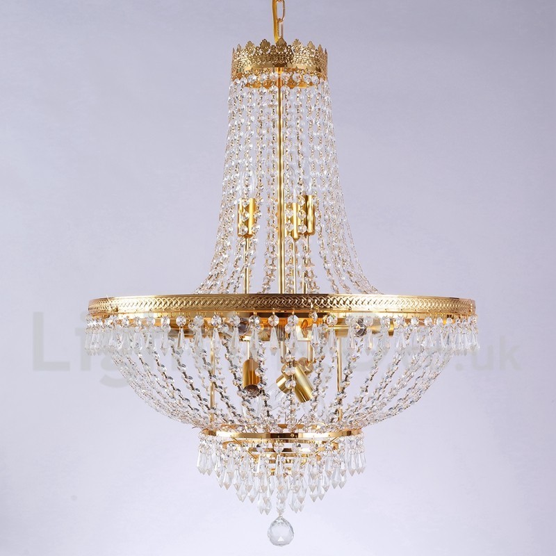 Traditional Classic Electroplated Feature for Crystal Mini Style Metal 9 Bulbs Chandelier