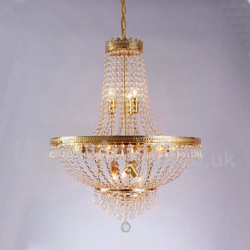 Traditional Classic Electroplated Feature for Crystal Mini Style Metal 9 Bulbs Chandelier