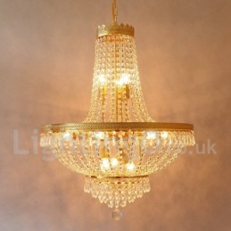 Traditional Classic Electroplated Feature for Crystal Mini Style Metal 9 Bulbs Chandelier