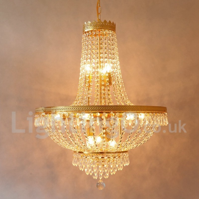 Traditional Classic Electroplated Feature for Crystal Mini Style Metal 9 Bulbs Chandelier
