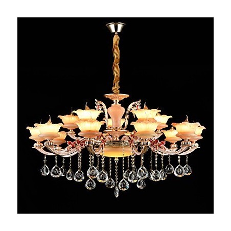 Pendant Light Zinc Alloy Feature for Crystal Mini Style Metal Indoors Shops 15 Bulbs