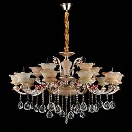 Pendant Light Zinc Alloy Feature for Crystal Mini Style Metal Indoors Shops 15 Bulbs