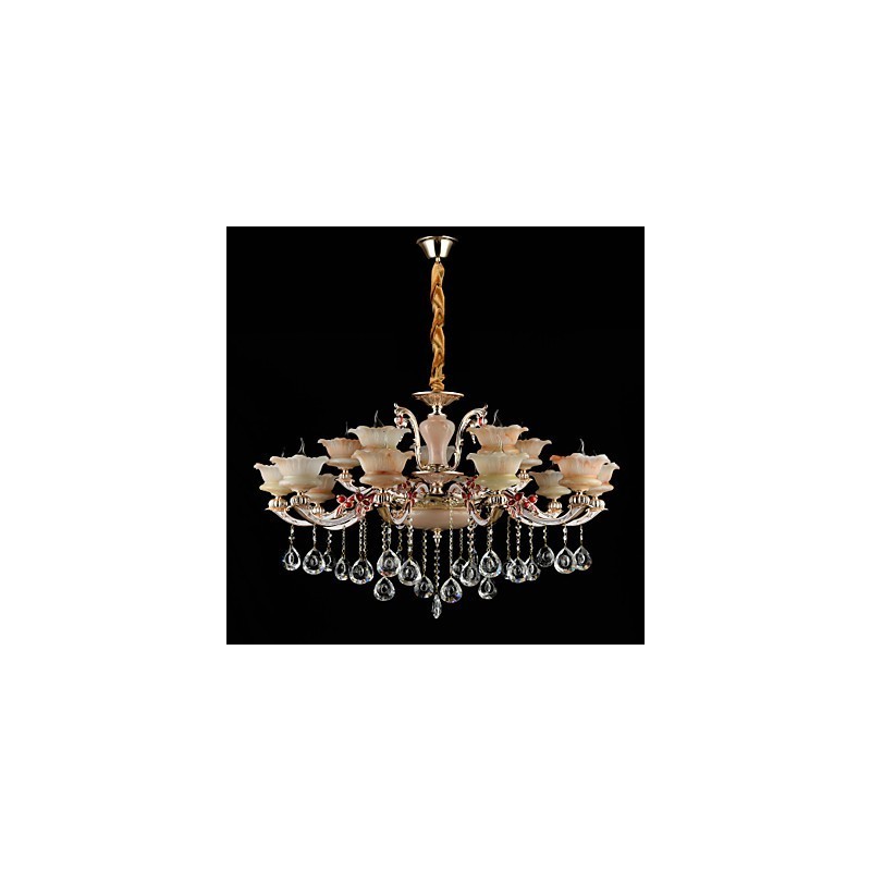 Pendant Light Zinc Alloy Feature for Crystal Mini Style Metal Indoors Shops 15 Bulbs