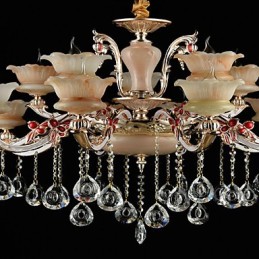 Pendant Light Zinc Alloy Feature for Crystal Mini Style Metal Indoors Shops 15 Bulbs