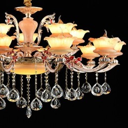 Pendant Light Zinc Alloy Feature for Crystal Mini Style Metal Indoors Shops 15 Bulbs