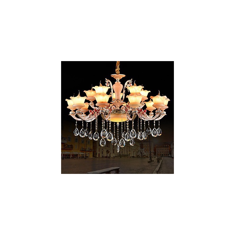 Pendant Light Zinc Alloy Feature for Crystal Mini Style Metal Indoors Shops 15 Bulbs