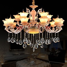 Pendant Light Zinc Alloy Feature for Crystal Mini Style Metal Indoors Shops 15 Bulbs