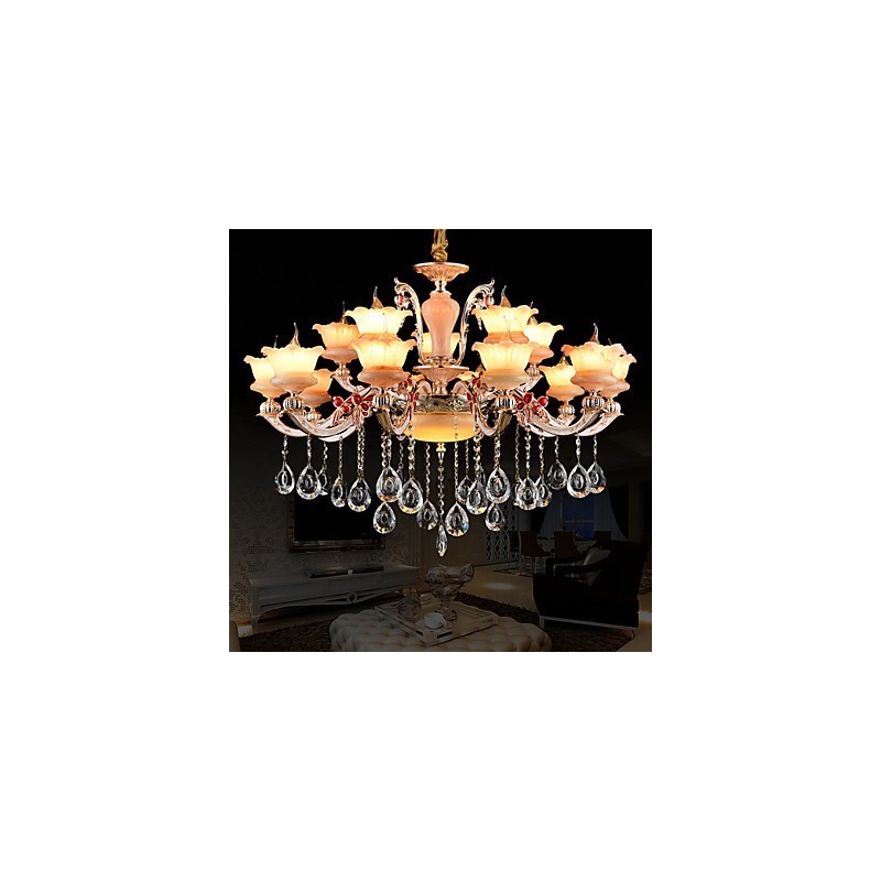 Pendant Light Zinc Alloy Feature for Crystal Mini Style Metal Indoors Shops 15 Bulbs