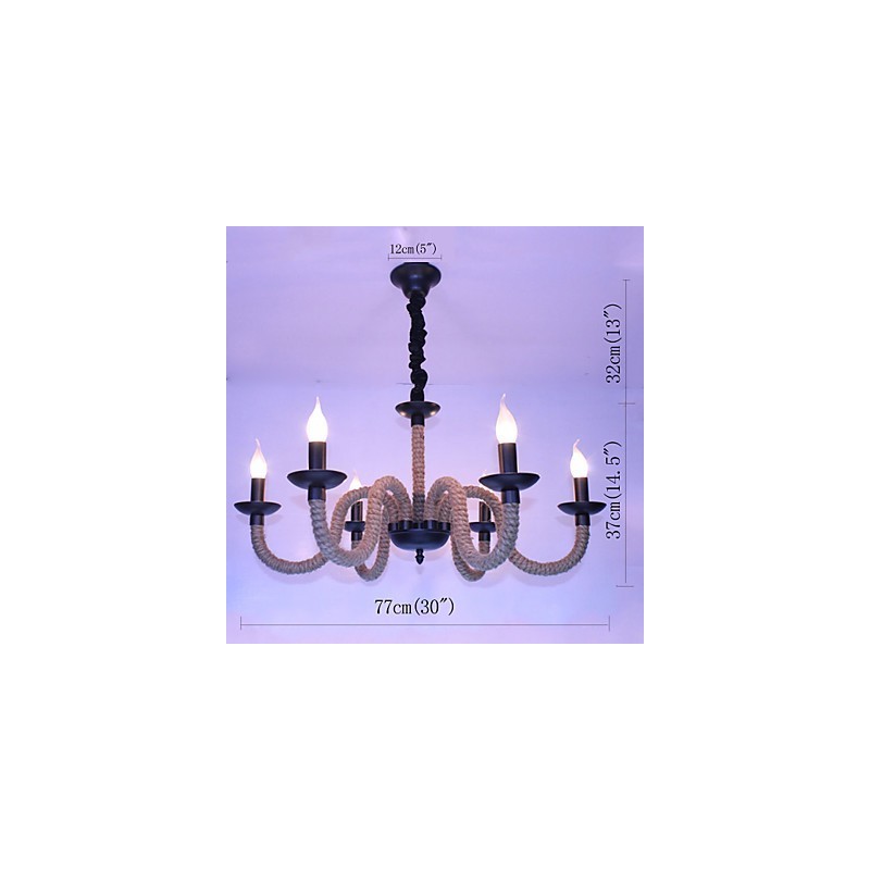 Loft Industrial Wind Vintage Iron Lamps Shops Chandelier Rope Chandelier Lights