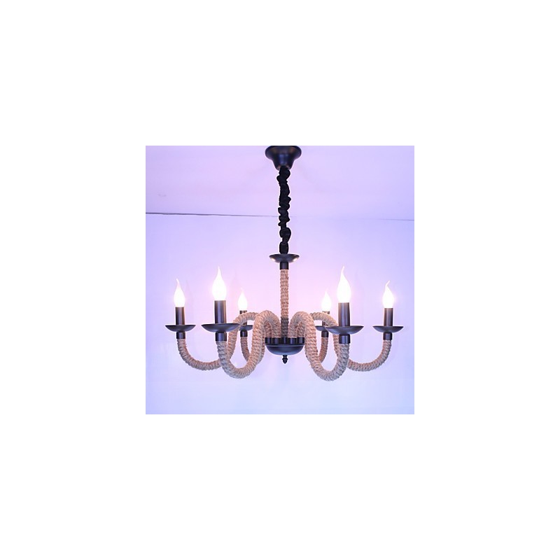 Loft Industrial Wind Vintage Iron Lamps Shops Chandelier Rope Chandelier Lights