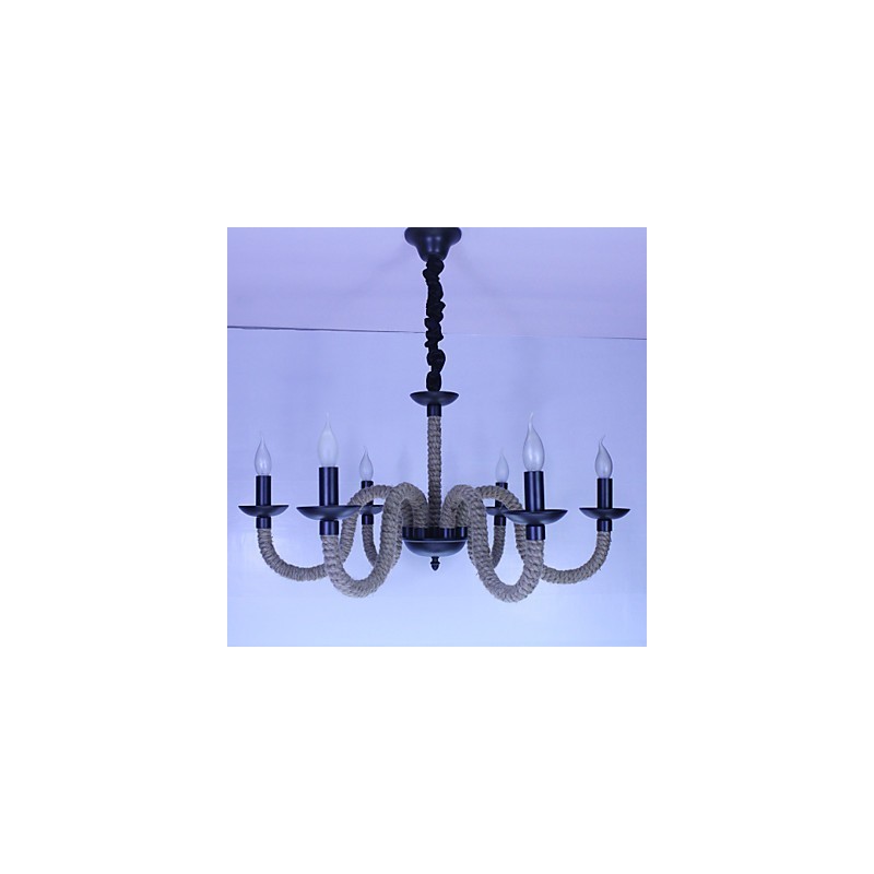 Loft Industrial Wind Vintage Iron Lamps Shops Chandelier Rope Chandelier Lights