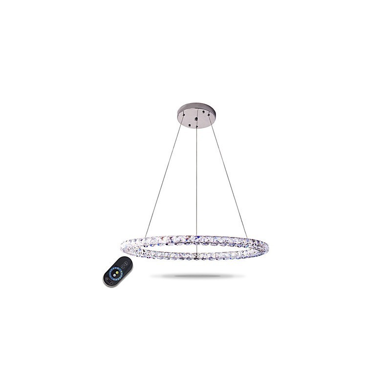 Modern Ring Crystal Pendant Light Modern Crystal Chandelier Ceiling Light Indoor Lamp Fixtures Dimmable with Remote Control