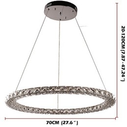 Modern Ring Crystal Pendant Light Modern Crystal Chandelier Ceiling Light Indoor Lamp Fixtures Dimmable with Remote Control