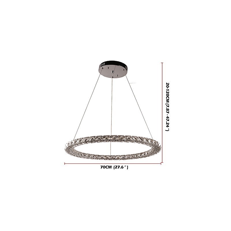 Modern Ring Crystal Pendant Light Modern Crystal Chandelier Ceiling Light Indoor Lamp Fixtures Dimmable with Remote Control