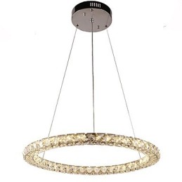 Modern Ring Crystal Pendant Light Modern Crystal Chandelier Ceiling Light Indoor Lamp Fixtures Dimmable with Remote Control